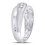 10kt White Gold Mens Round Diamond Diagonal Row Matte Band Ring 1/4 Cttw