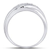 10kt White Gold Mens Round Diamond Diagonal Row Matte Band Ring 1/4 Cttw