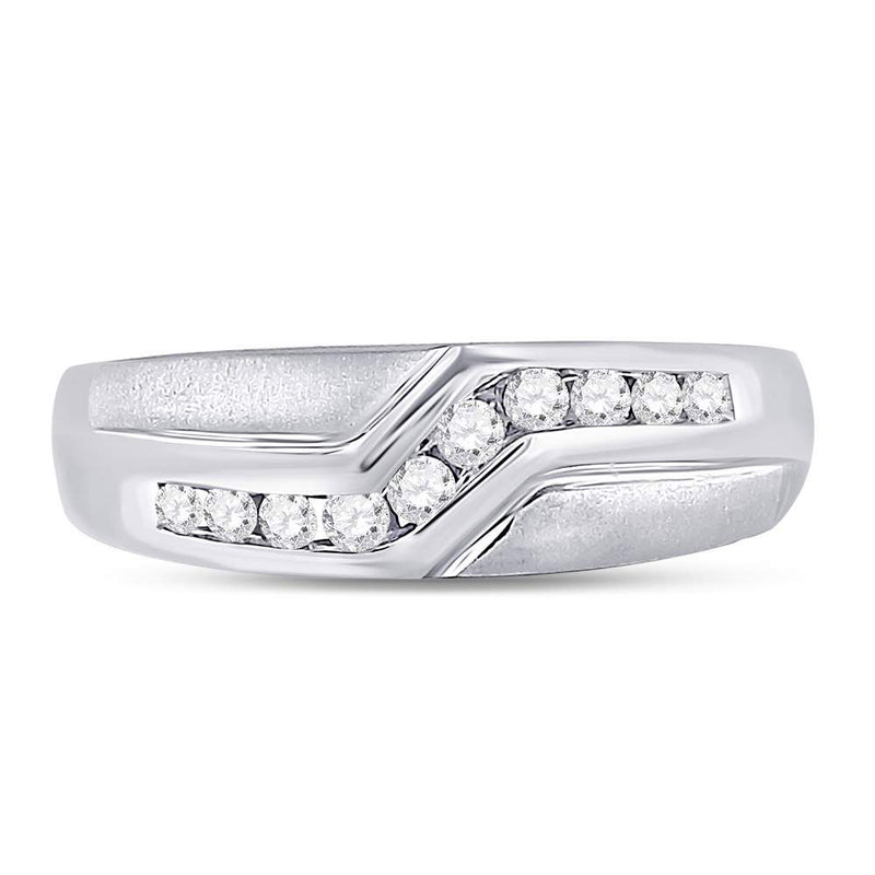 10kt White Gold Mens Round Diamond Band Ring 1/3 Cttw