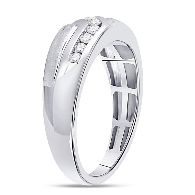 10kt White Gold Mens Round Diamond Band Ring 1/3 Cttw