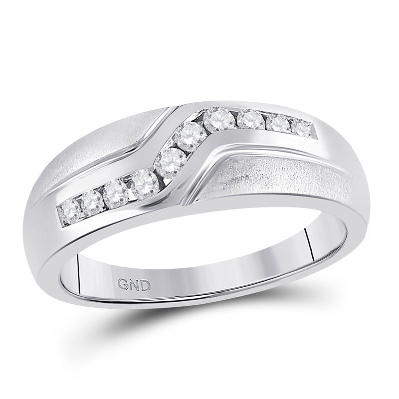 10kt White Gold Mens Round Diamond Band Ring 1/3 Cttw