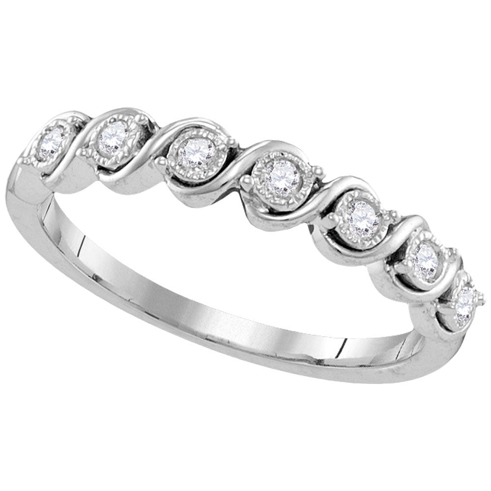 10kt White Gold Womens Round Diamond Band Ring 1/6 Cttw