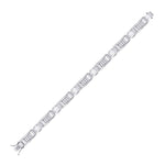 10kt White Gold Mens Round Diamond Rectangle Link Fashion Bracelet 1 Cttw