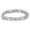 10kt White Gold Mens Round Diamond Rectangle Link Fashion Bracelet 1 Cttw