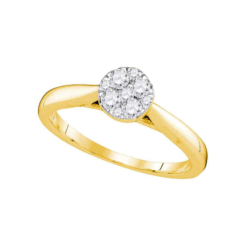 14kt Yellow Gold Round Diamond Larissa Cluster Bridal Wedding Engagement Ring 1/4 Cttw