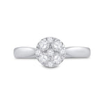 14kt White Gold Womens Round Diamond Cluster Ring 1/2 Cttw