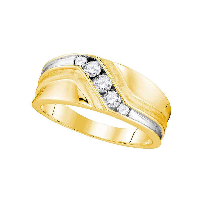 10kt Yellow Gold Mens Round Diamond Wedding Band Ring 3/8 Cttw