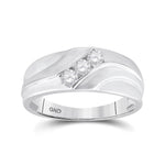 10kt White Gold Mens Round Diamond Wedding Band Ring 1/3 Cttw