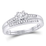 10kt White Gold Princess Diamond Bridal Wedding Ring Band Set 1/3 Cttw