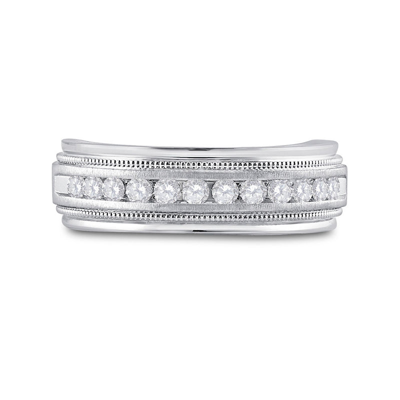 10kt White Gold Mens Round Diamond Wedding Single Row Band Ring 1/2 Cttw