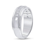 10kt White Gold Mens Round Diamond Wedding Single Row Band Ring 1/2 Cttw