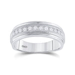 10kt White Gold Mens Round Diamond Wedding Single Row Band Ring 1/2 Cttw