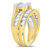 14kt Yellow Gold Princess Diamond Bridal Wedding Ring Band Set 1-1/2 Cttw