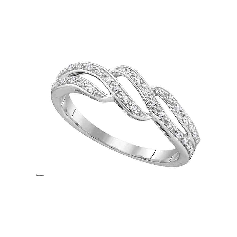 10kt White Gold Womens Round Diamond Band Ring 1/10 Cttw