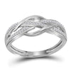 10kt White Gold Womens Round Diamond Woven Strand Band Ring 1/10 Cttw