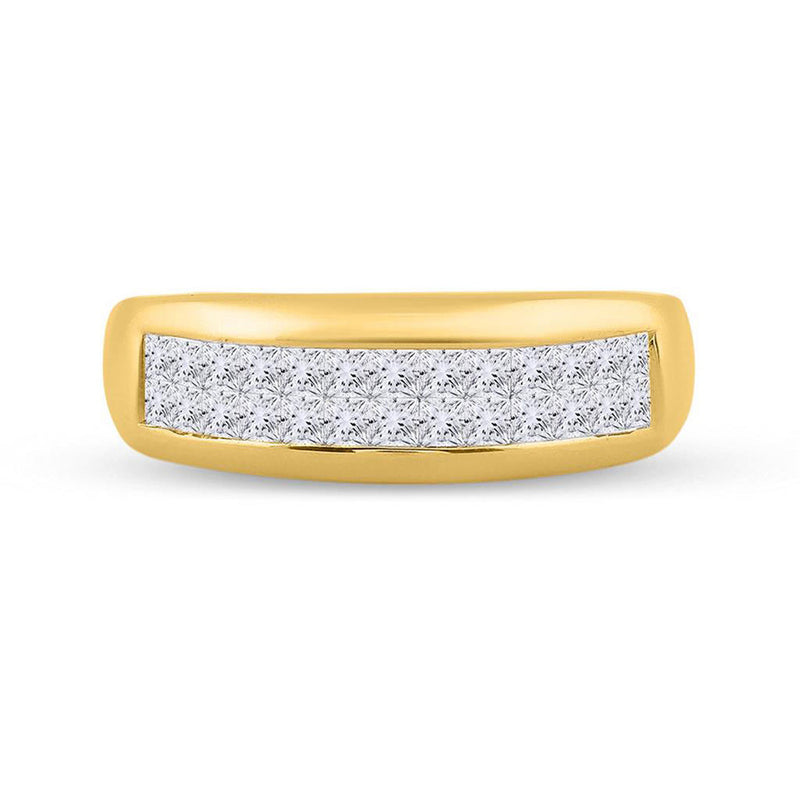 14kt Yellow Gold Mens Princess Diamond Band Ring 1 Cttw