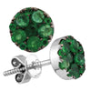 18kt White Gold Womens Round Emerald Diamond Convertible Dangle Earrings 1-7/8 Cttw