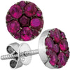 18kt White Gold Womens Round Ruby Diamond Convertible Dangle Earrings 2-1/4 Cttw