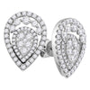 18kt White Gold Womens Round Diamond Convertible Teardrop Dangle Jacket Earrings 1-3/8 Cttw