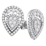 18kt White Gold Womens Round Diamond Convertible Teardrop Dangle Jacket Earrings 1-3/8 Cttw