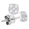 18kt White Gold Womens Round Diamond Convertible Square Dangle Jacket Earrings 1-3/8 Cttw