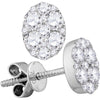 18kt White Gold Womens Round Diamond Convertible Oval Jacket Dangle Earrings 1 Cttw