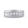 14k White Gold Round Channel-set Diamond Mens Wedding Band 1/2 Cttw