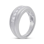 14k White Gold Round Channel-set Diamond Mens Wedding Band 1/2 Cttw