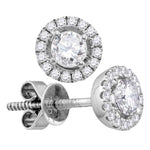 18kt White Gold Womens Round Diamond Convertible Circle Dangle Jacket Earrings 3/4 Cttw