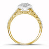 10kt Yellow Gold Round Diamond Cluster Bridal Wedding Ring Band Set 1/3 Cttw