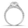 10kt White Gold Round Diamond Cluster Bridal Wedding Ring Band Set 1/3 Cttw