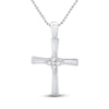 10kt White Gold Womens Round Diamond Cross Pendant 1/20 Cttw