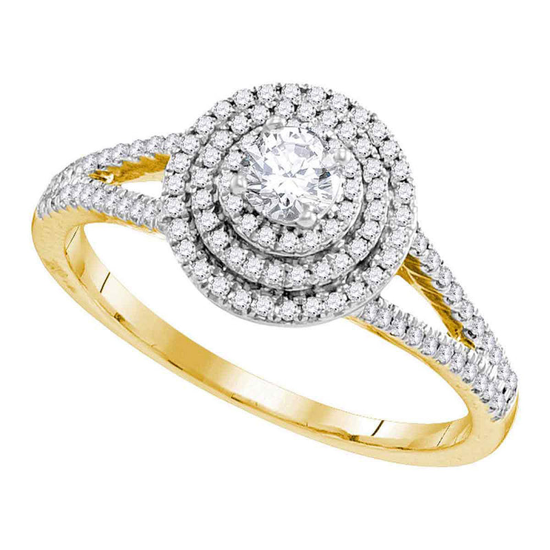 10kt Yellow Gold Round Diamond Solitaire Bridal Wedding Engagement Ring 1/2 Cttw