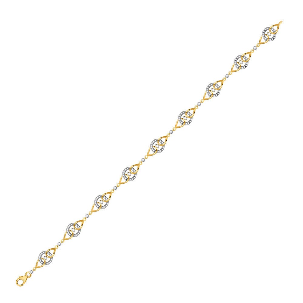 10kt Yellow Gold Womens Round Diamond Linked Circle Fashion Bracelet 1/2 Cttw