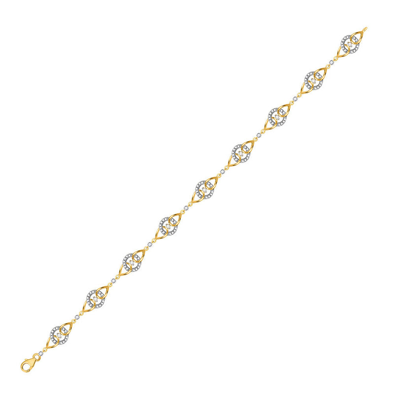 10kt Yellow Gold Womens Round Diamond Linked Circle Fashion Bracelet 1/2 Cttw