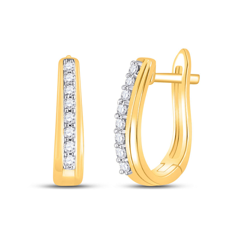 10kt Yellow Gold Womens Round Diamond Hoop Earrings 1/4 Cttw