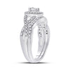 10kt White Gold Round Diamond Twist Bridal Wedding Ring Band Set 1/4 Cttw