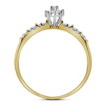 10kt Yellow Gold Womens Round Prong-set Diamond Oval Cluster Ring 1/4 Cttw