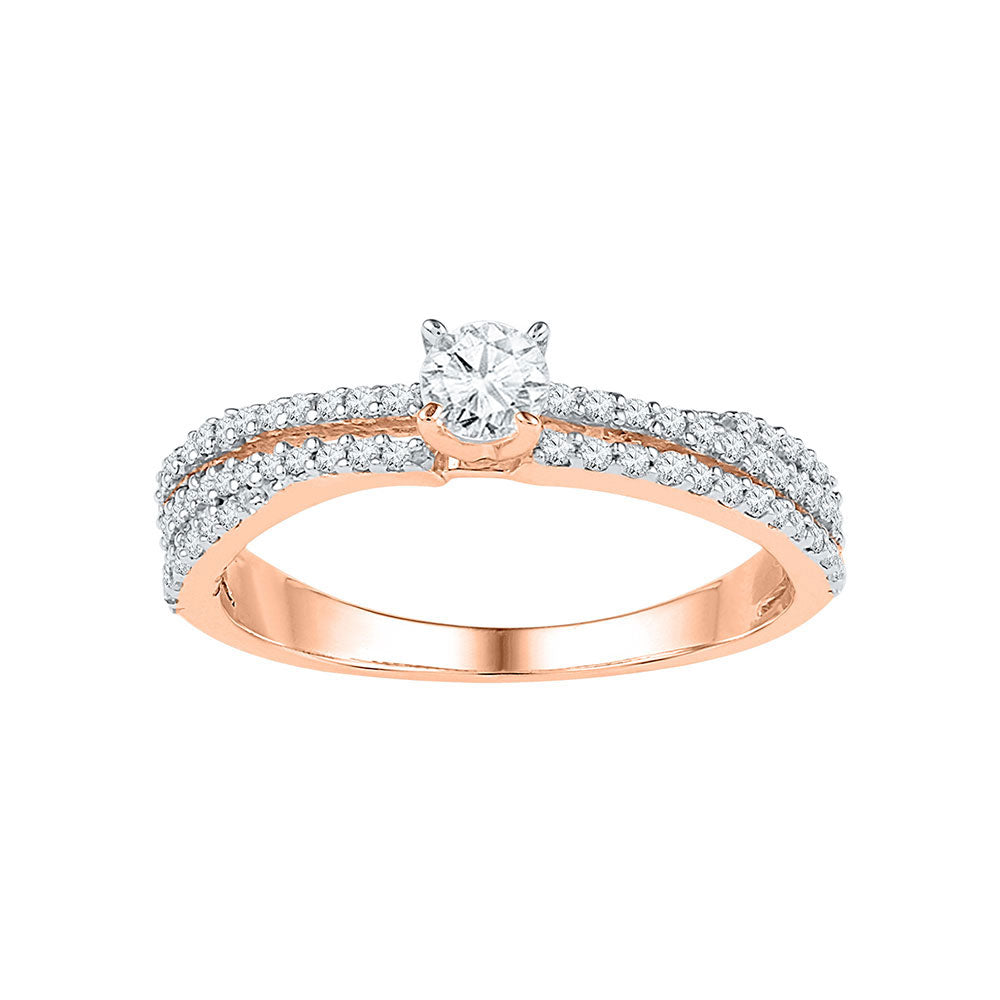 10kt Rose Gold Round Diamond Solitaire Bridal Wedding Engagement Ring 1/2 Cttw