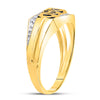 10kt Yellow Gold Mens Round Diamond Dad Father Ring .01 Cttw Size 8