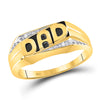 10kt Yellow Gold Mens Round Diamond Dad Father Ring .01 Cttw Size 8