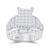 14kt White Gold Princess Diamond Cluster Bridal Wedding Engagement Ring 3 Cttw Size 5