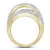 10kt Yellow Gold Womens Round Diamond Crossover Fashion Ring 2 Cttw