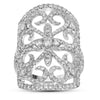 14kt White Gold Womens Round Diamond Vintage-style Knuckle Band Ring 1-5/8 Cttw