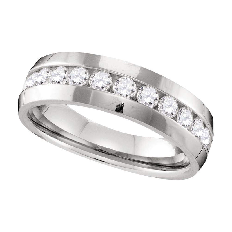 10k White Gold Mens Round Diamond Wedding Anniversary Band Ring 1 Cttw