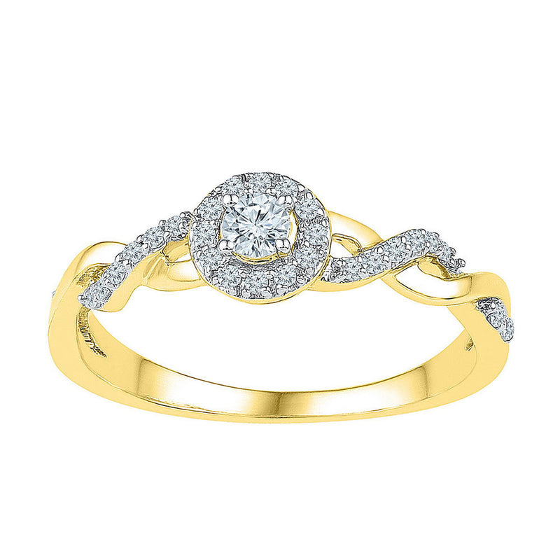 10kt Yellow Gold Round Diamond Solitaire Bridal Wedding Engagement Ring 1/5 Cttw