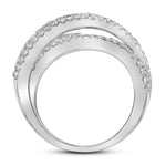 14kt White Gold Womens Round Diamond Crossover Band Ring 2-1/3 Cttw