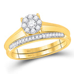 10kt Yellow Gold Round Diamond Bridal Wedding Ring Band Set 1/3 Cttw