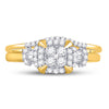 10kt Yellow Gold Round Diamond Square Bridal Wedding Ring Band Set 3/8 Cttw