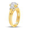 10kt Yellow Gold Round Diamond Square Bridal Wedding Ring Band Set 3/8 Cttw